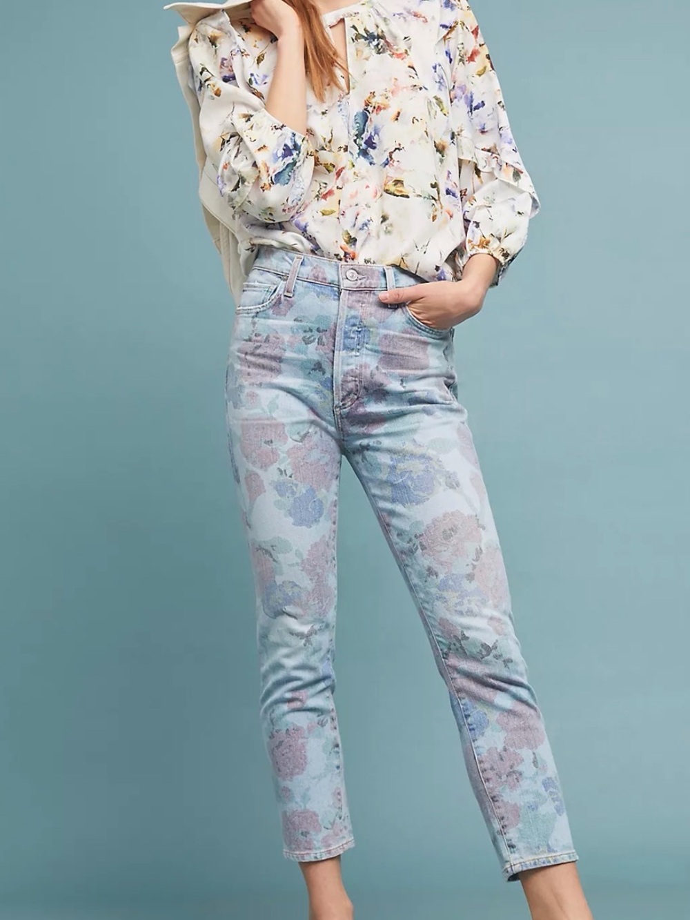Citizens of Humanity Olivia High Rise Slim Straight Crop Floral Jeans